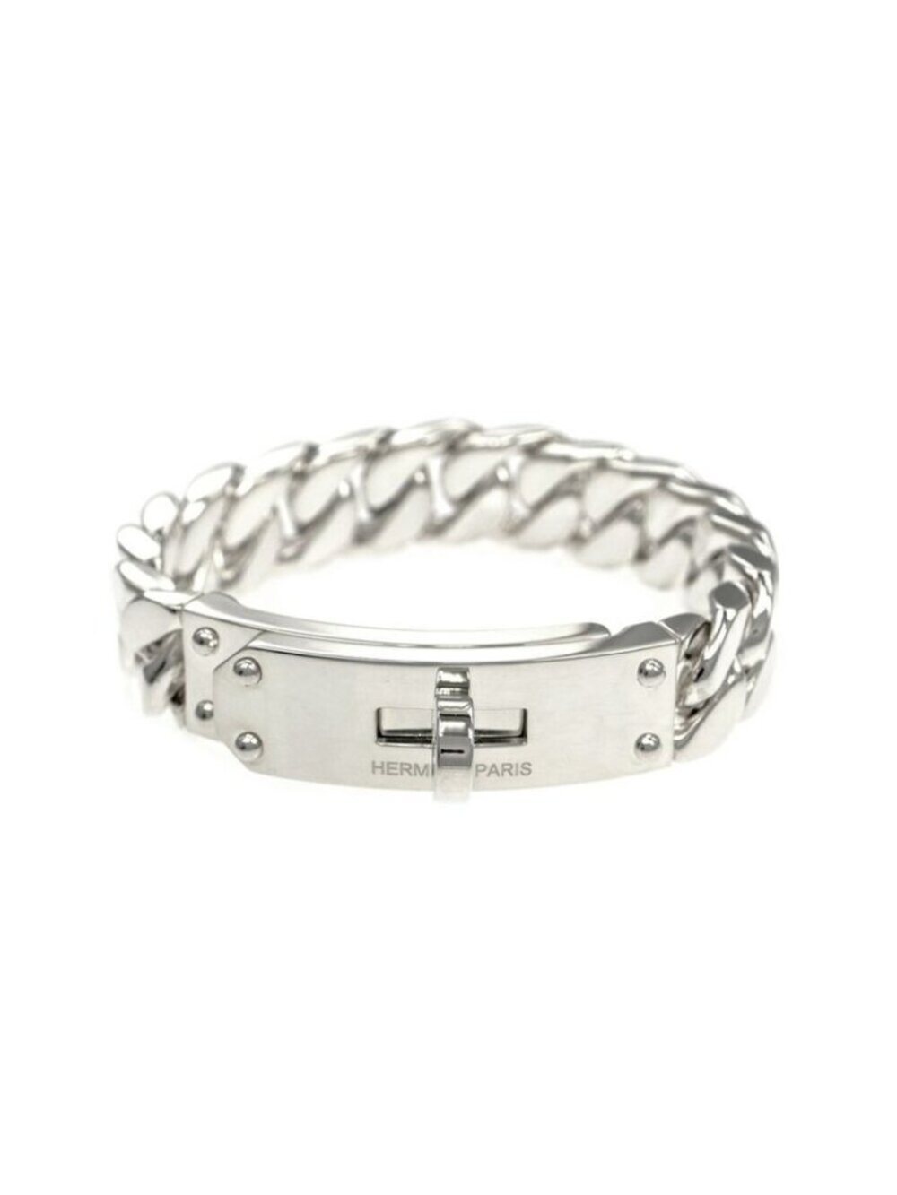 Hermes Bracelet Kelly Gourmet GM SH AG 925 Silver Bangle Accessories